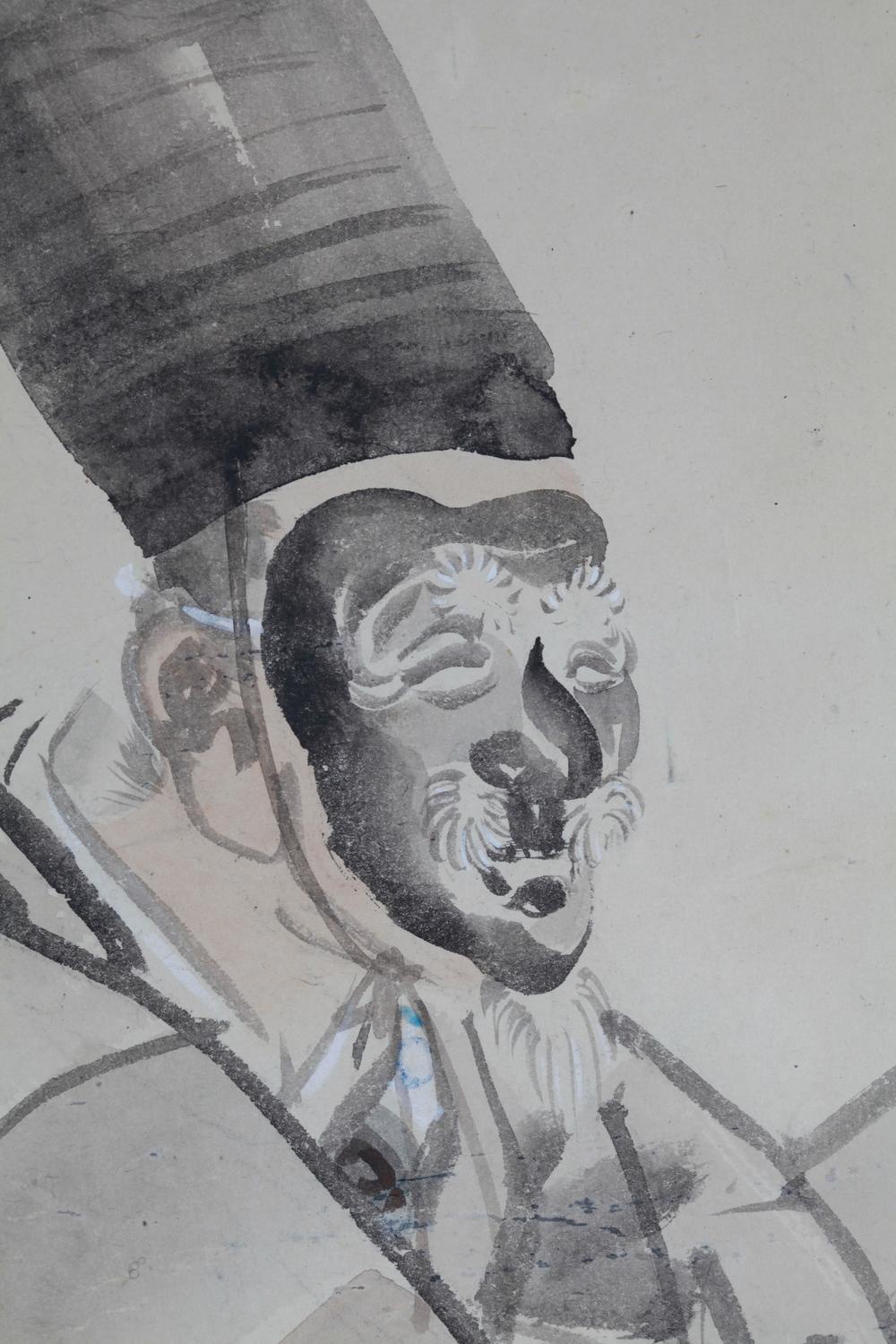 _川口月岭墨马三番叟貮轴__