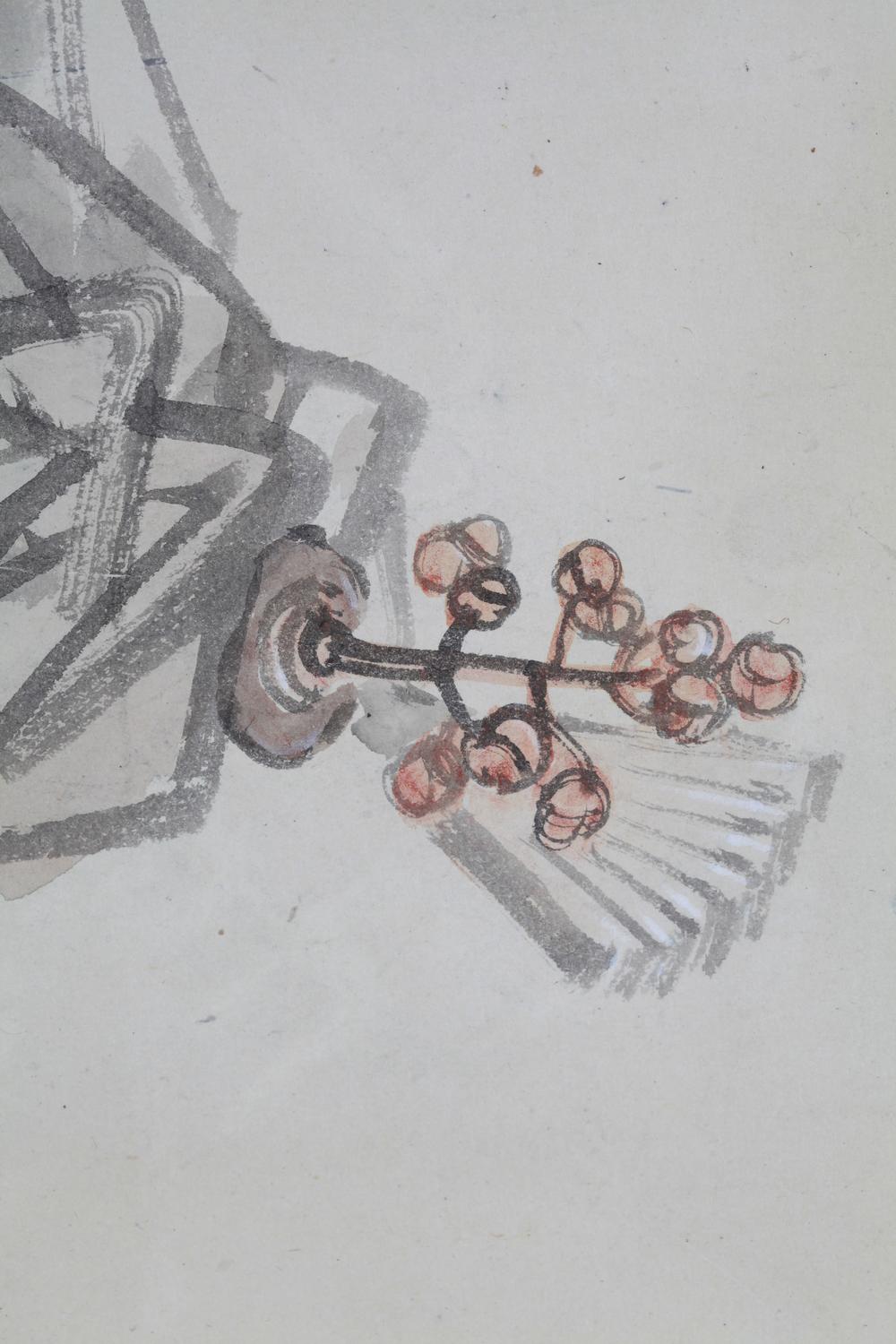 _川口月岭墨马三番叟貮轴__