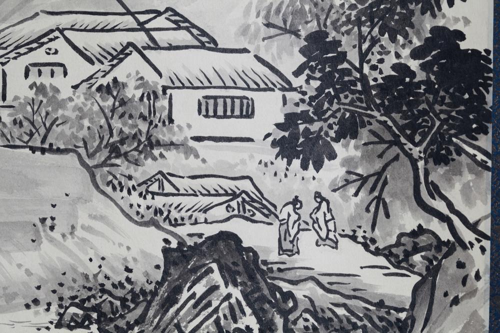 _山冈拳春仿古山水__