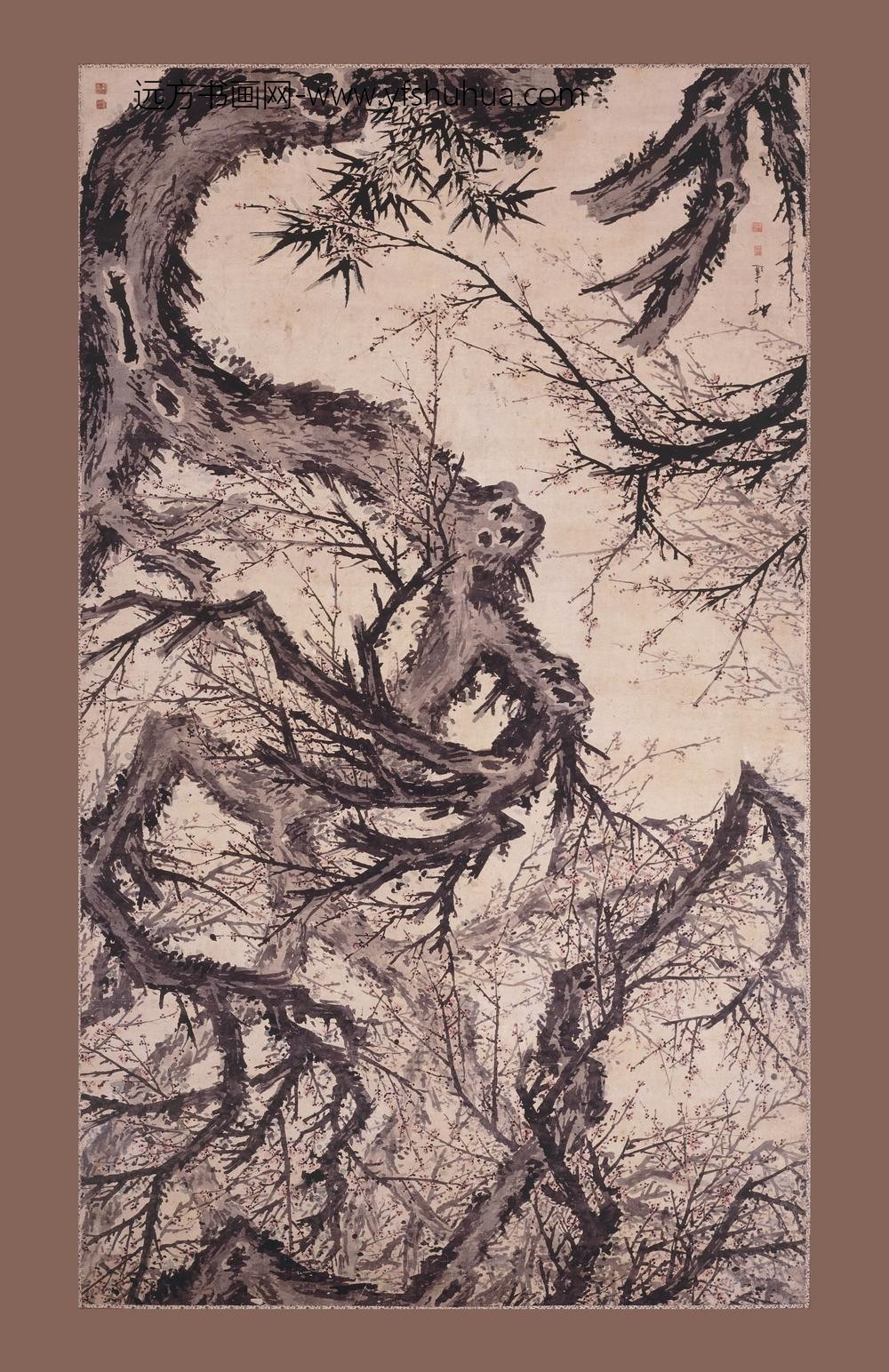 万上遴_红梅图轴-