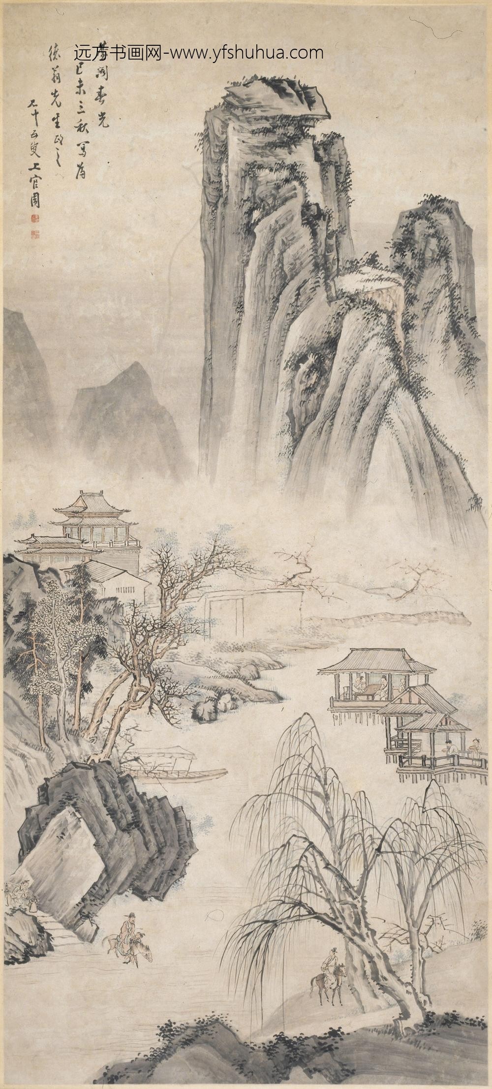 上官周_台阁春光图轴