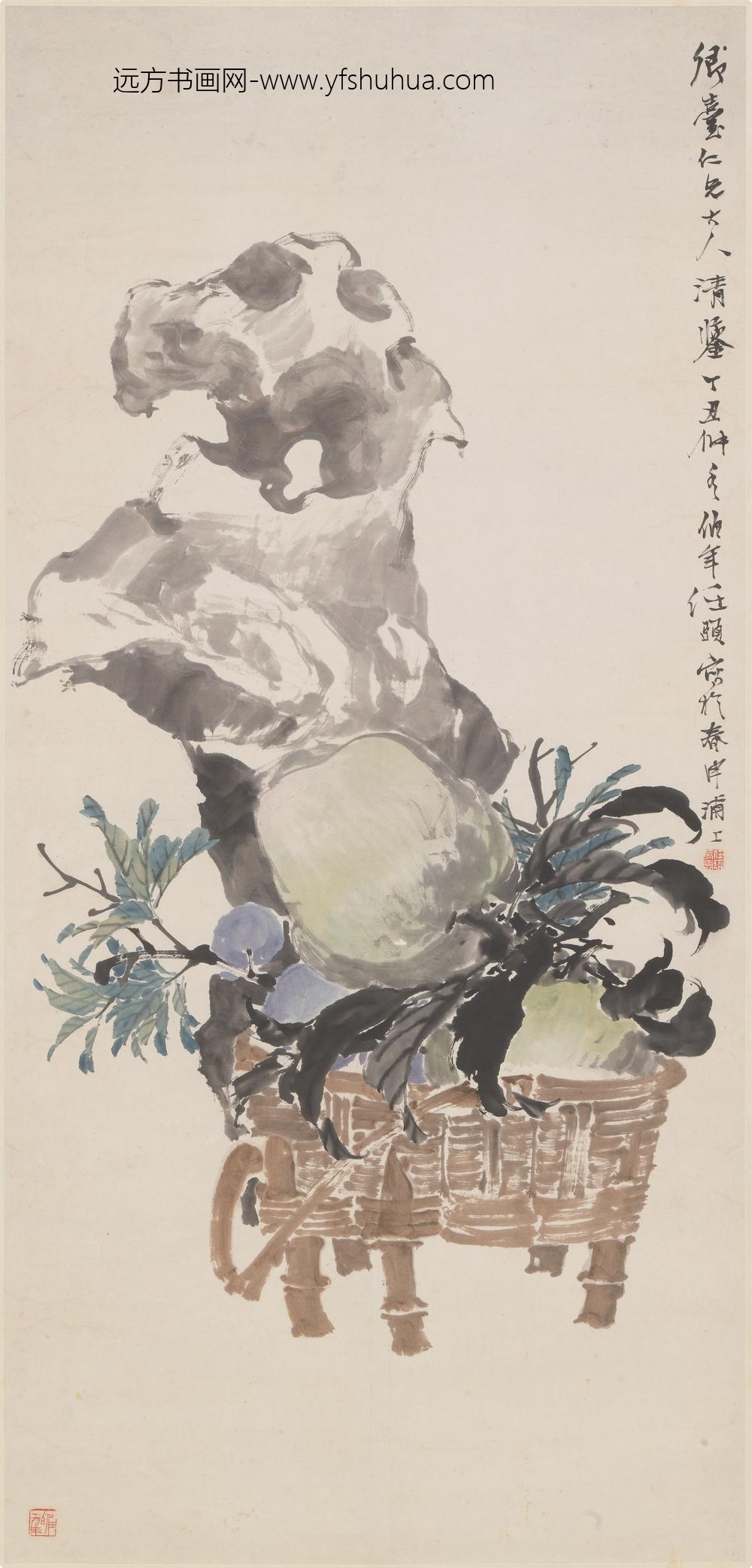 任伯年（任颐）_桃石图轴