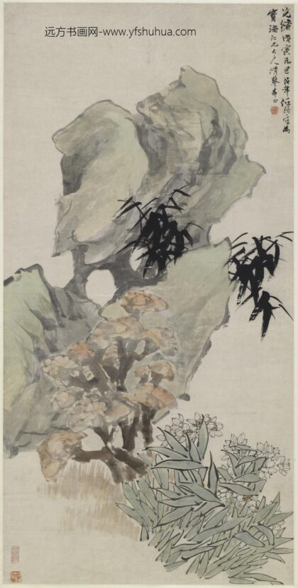 任伯年（任颐） 竹石水仙图轴.jpg