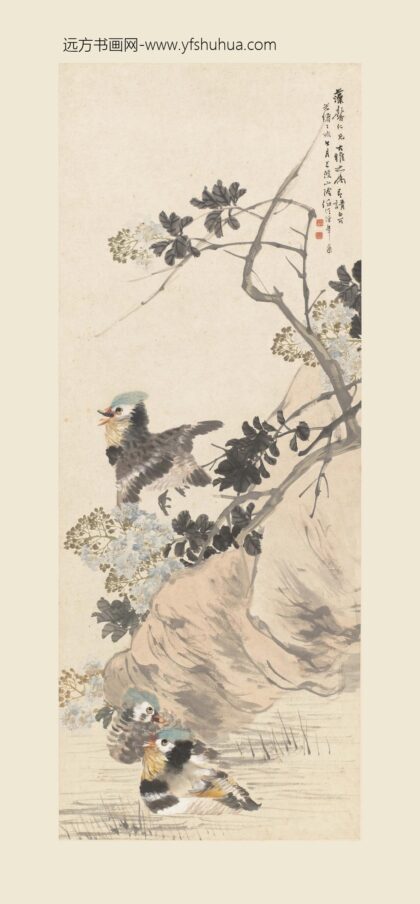 任伯年（任颐） 紫薇鸳鸯图轴.jpg