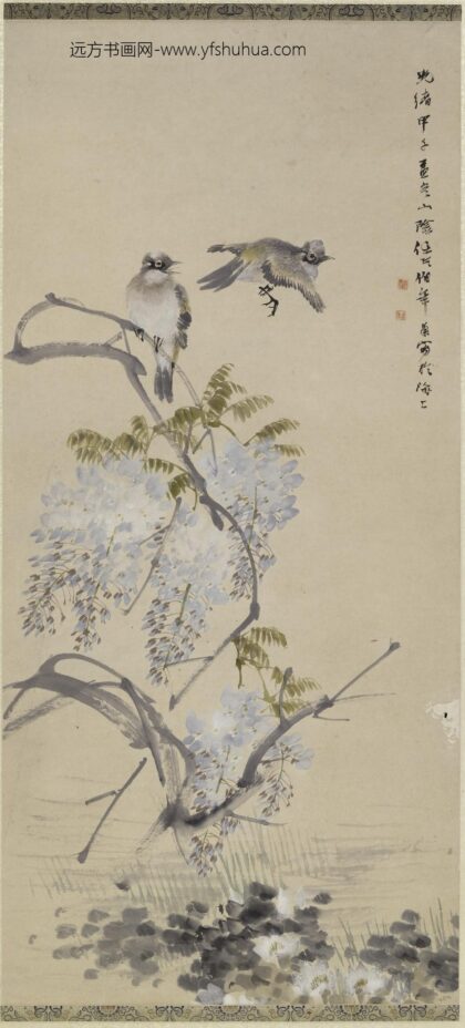 任伯年（任颐） 紫藤白头翁轴.jpg