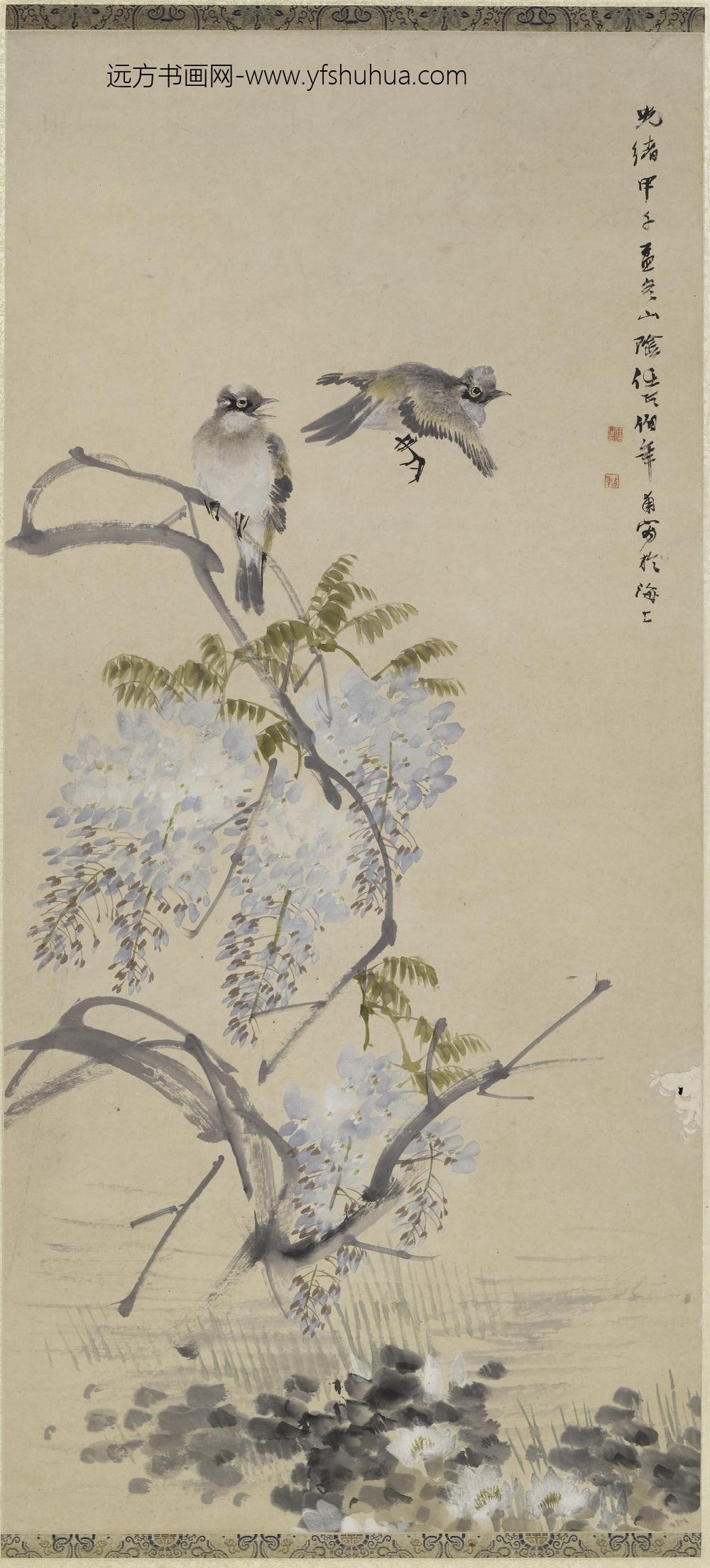 任伯年（任颐）_紫藤白头翁轴