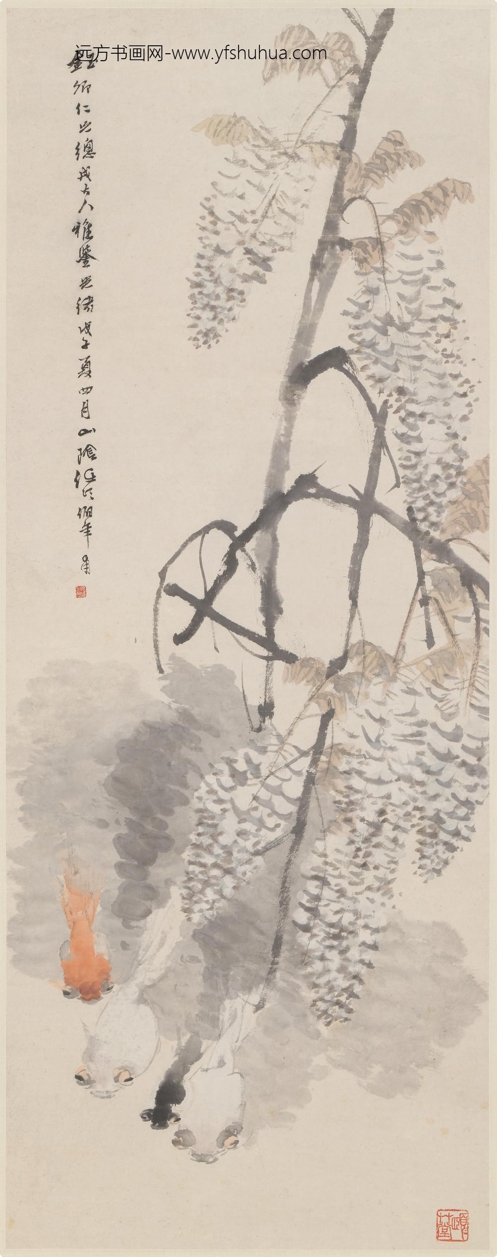 任伯年（任颐）_紫藤金鱼图轴