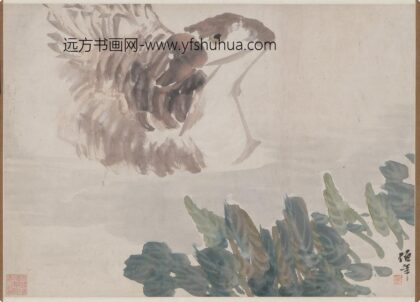 任伯年（任颐） 野塘鹅乐图轴.jpg