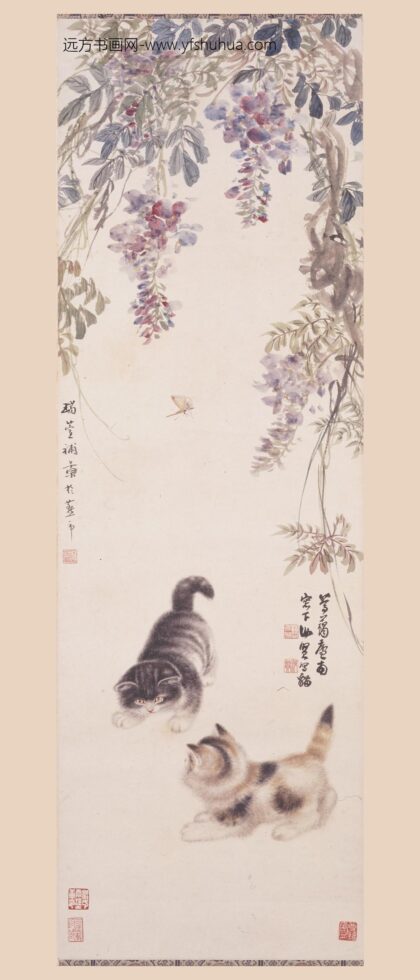 任瑞萱 曹克家合作猫蝶图轴.jpg