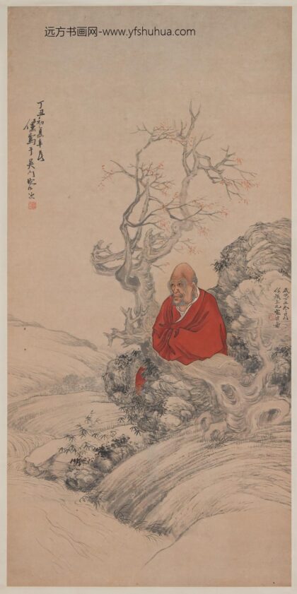 任薰 任预合作达摩听泉图轴.jpg