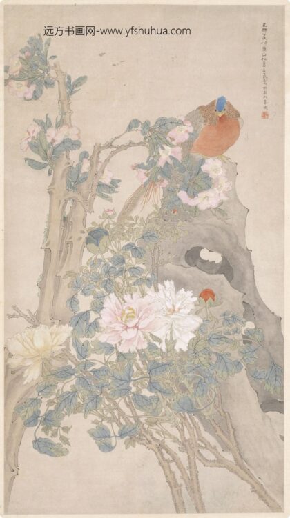 任薰 牡丹山雉图轴.jpg