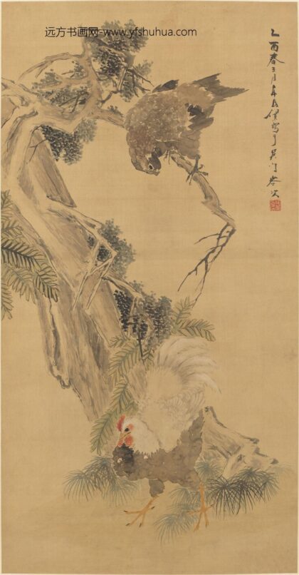 任薰 鹰雉图轴.jpg