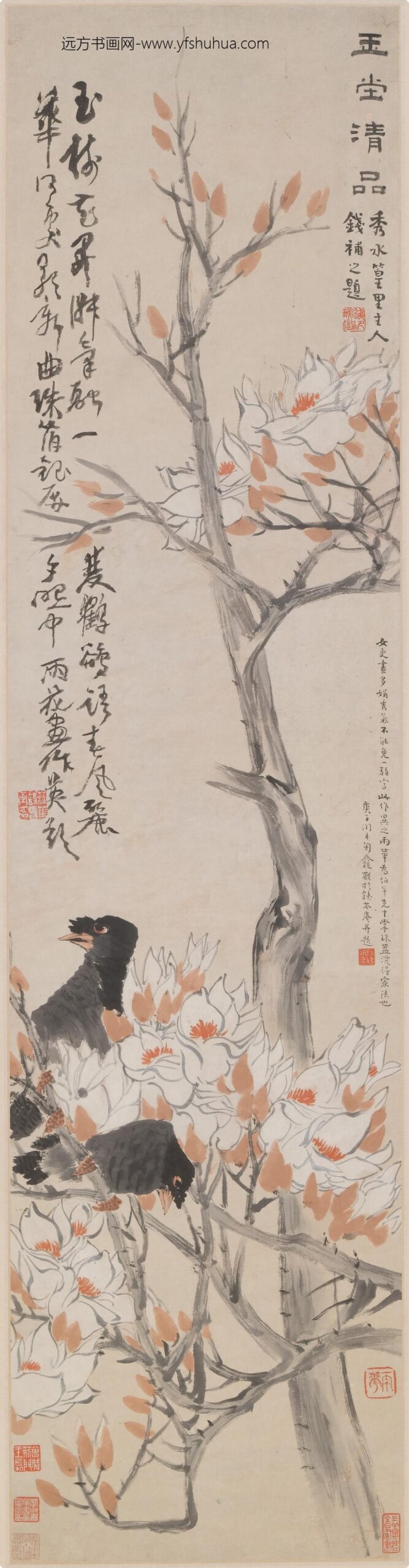 任霞_玉树鸲鹆图轴