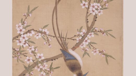 余省（曾三 桃花双绶图轴.jpg