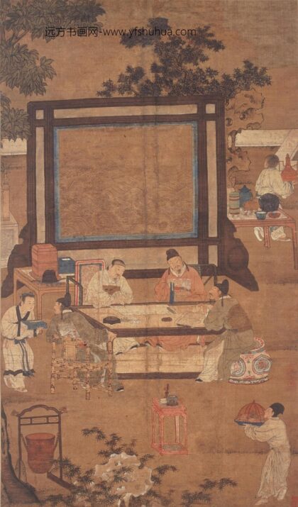 佚名 十八学士图屏之焚香弹琴.jpg