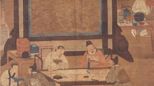 佚名 十八学士图屏之焚香弹琴.jpg