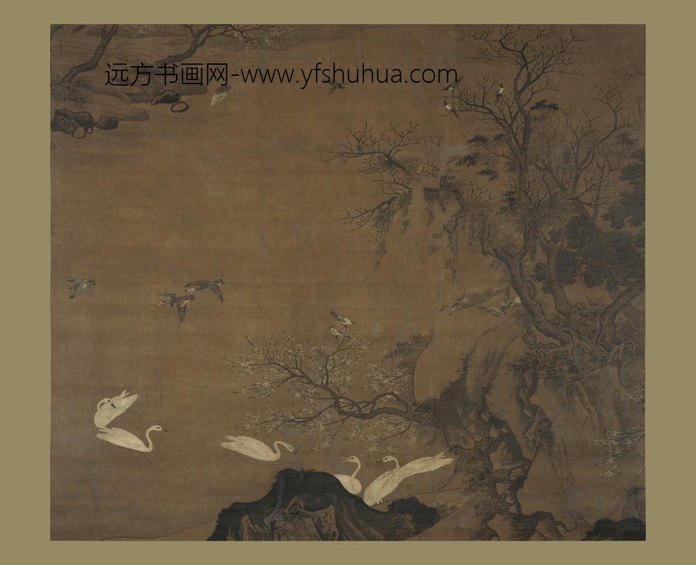 佚名_春江聚禽图轴