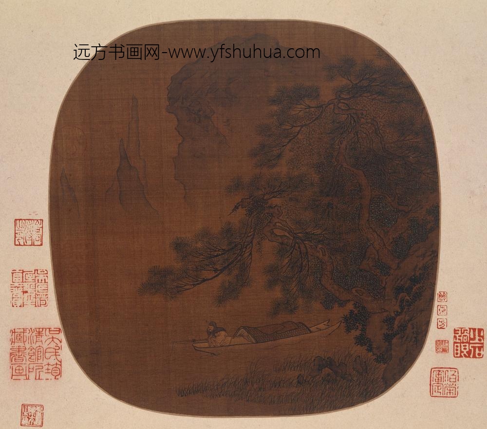 佚名_松溪钓艇图纨扇页