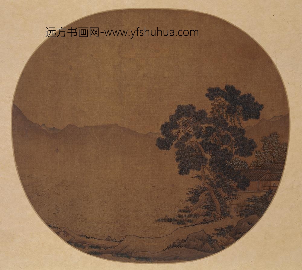 佚名_湖山幽居图纨扇页