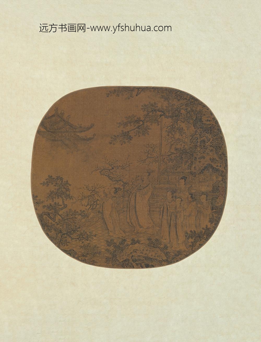 佚名_白描人物纨扇页