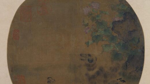 佚名 秋庭乳犬图纨扇页.jpg