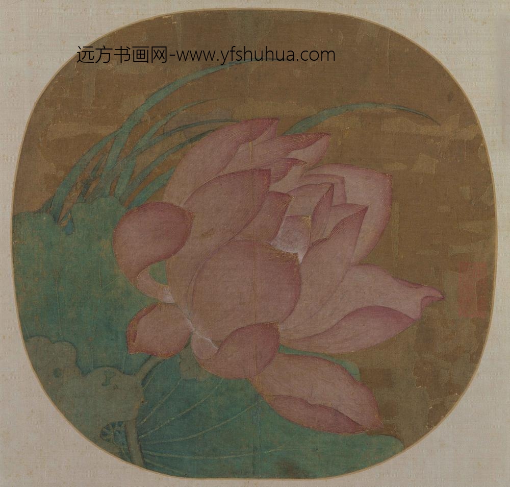 佚名_红莲图纨扇页