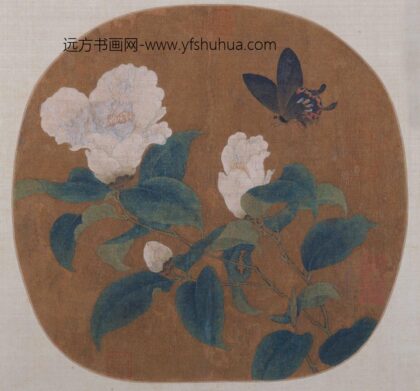 佚名 茶花蝴蝶图纨扇页.jpg