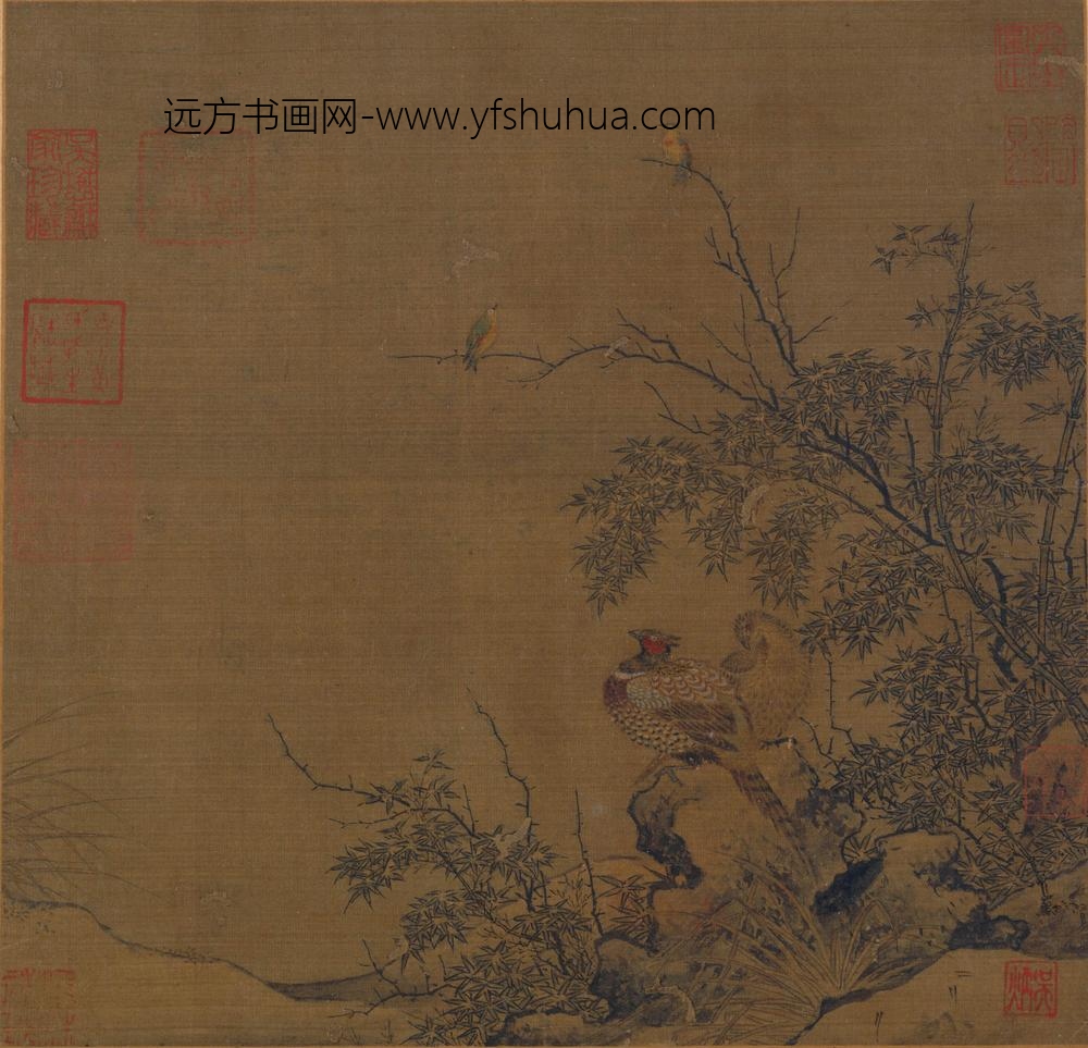 佚名_锦雉竹雀图页