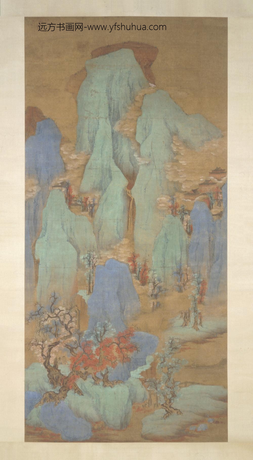 佚名_青山红树图轴