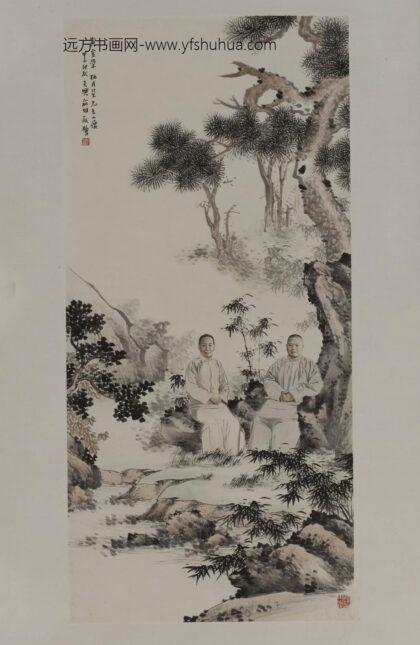 俞明 黄金荣杜月笙肖像轴.jpg