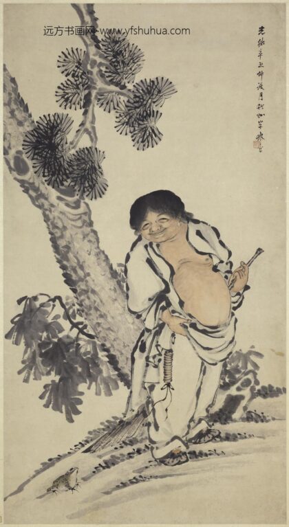 单林（单竹孙竹荪） 刘海像图轴.jpg