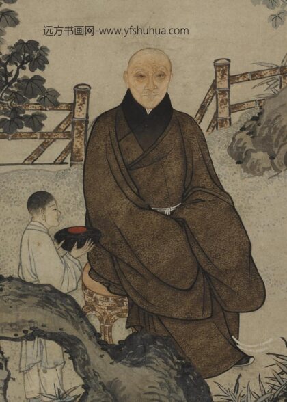 叶时芳 陆树声雪山二人小像图轴 1.jpg