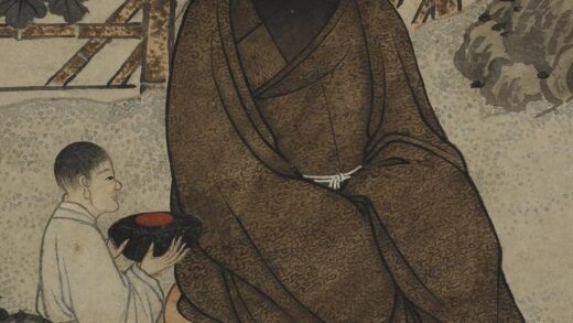 叶时芳 陆树声雪山二人小像图轴 1.jpg