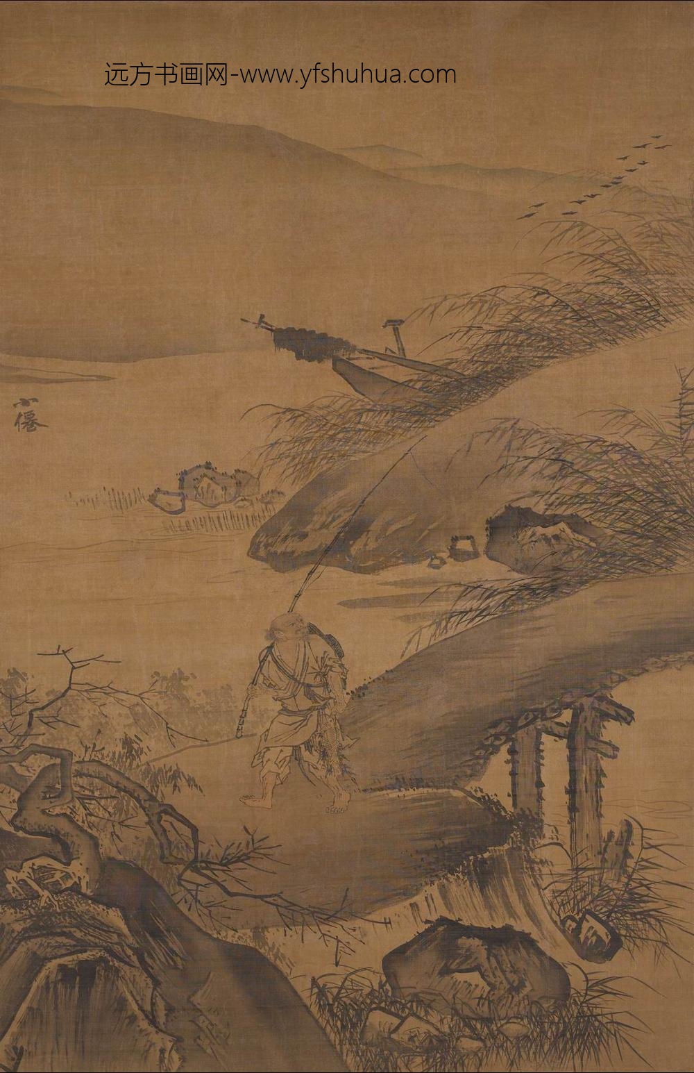 吴伟_秋江归渔图轴