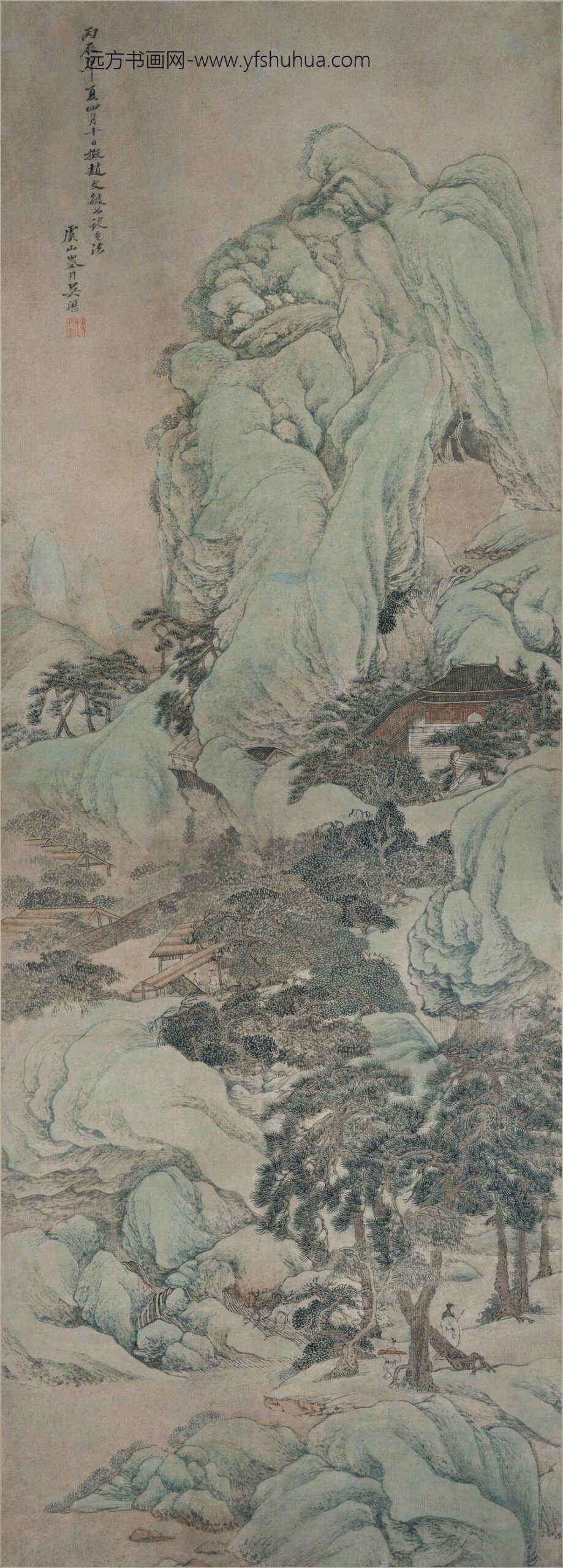 吴历_仿赵孟頫青绿山水轴