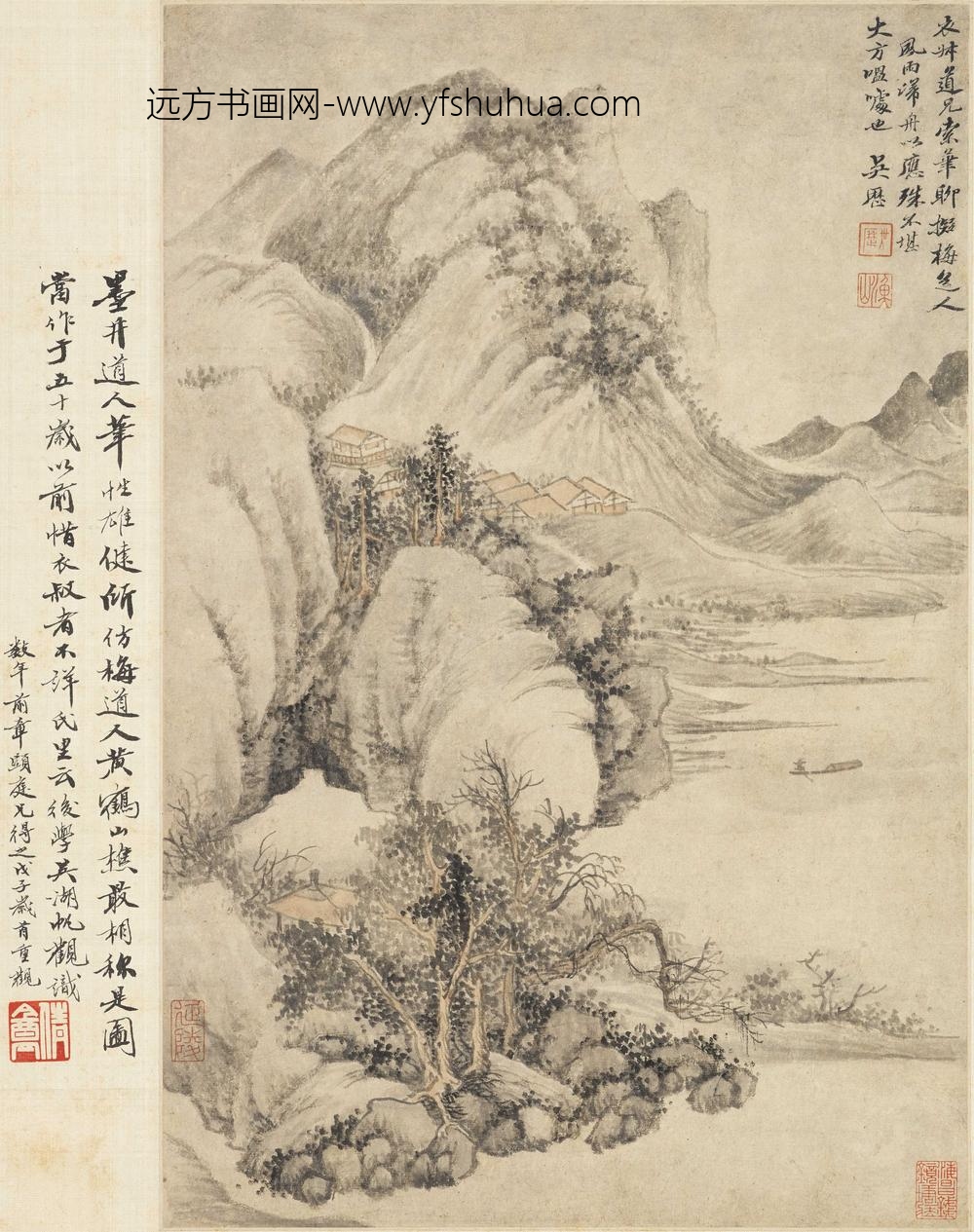 吴历_风雨归舟图轴