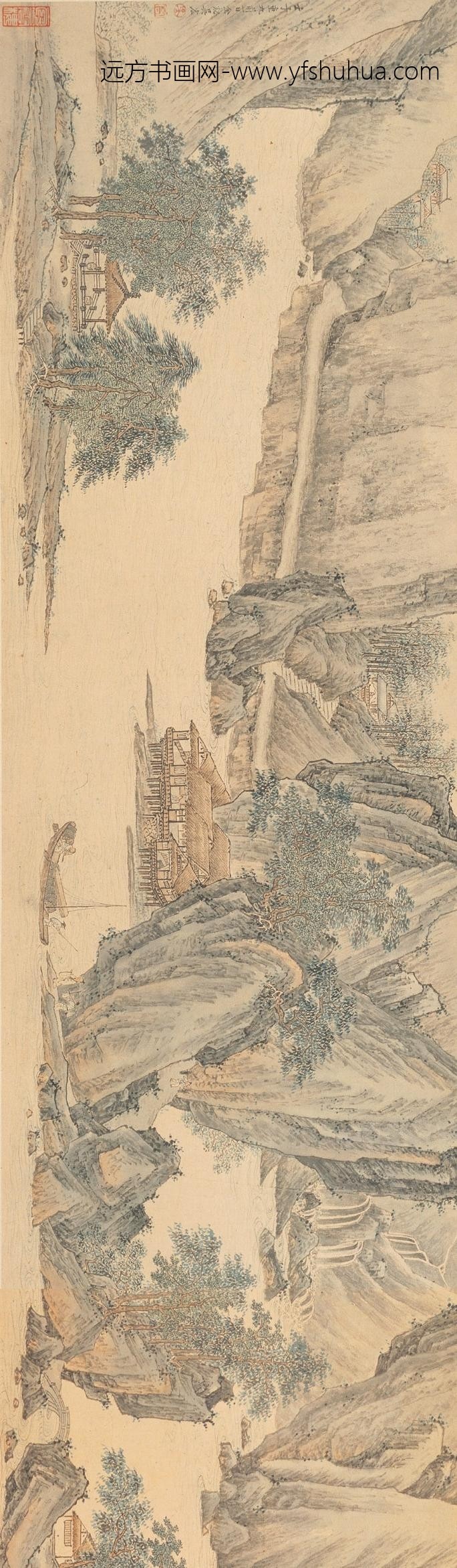 吴宏_清江行旅图卷_