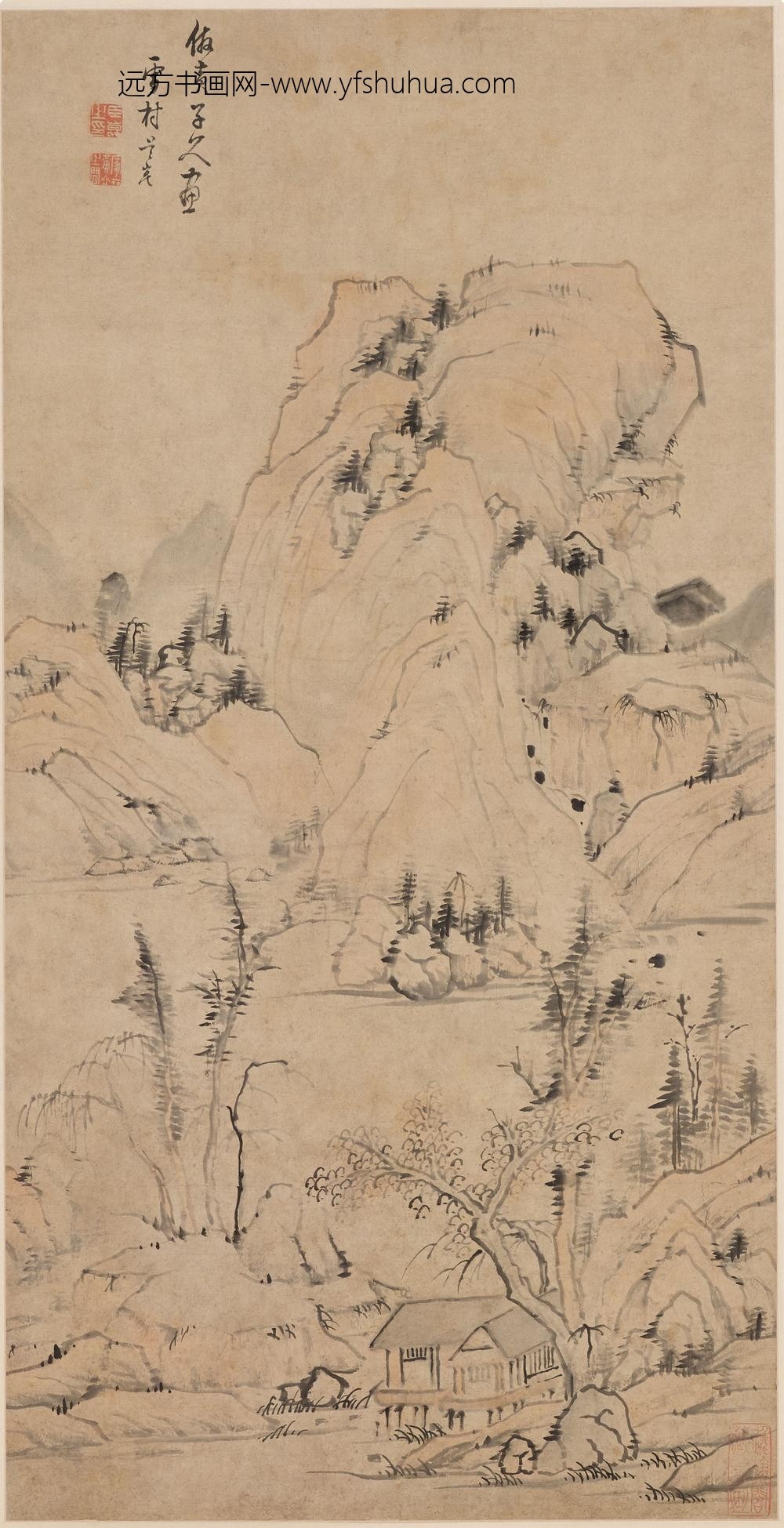 吴崑_仿子久山水图轴