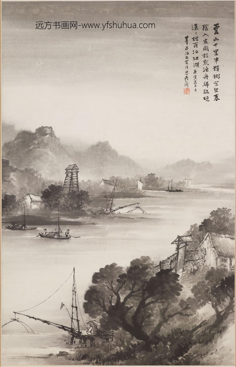 吴庆云_烟江待捕图轴