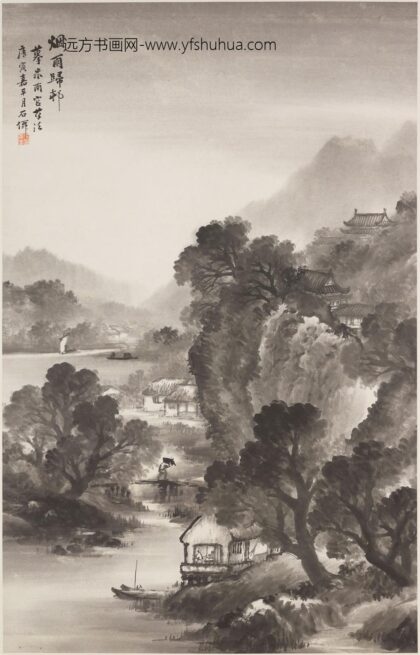 吴庆云 烟雨归村图轴 2.jpg