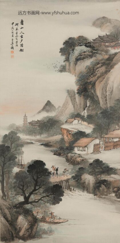 吴庆云 秋山夕照图轴 2.jpg