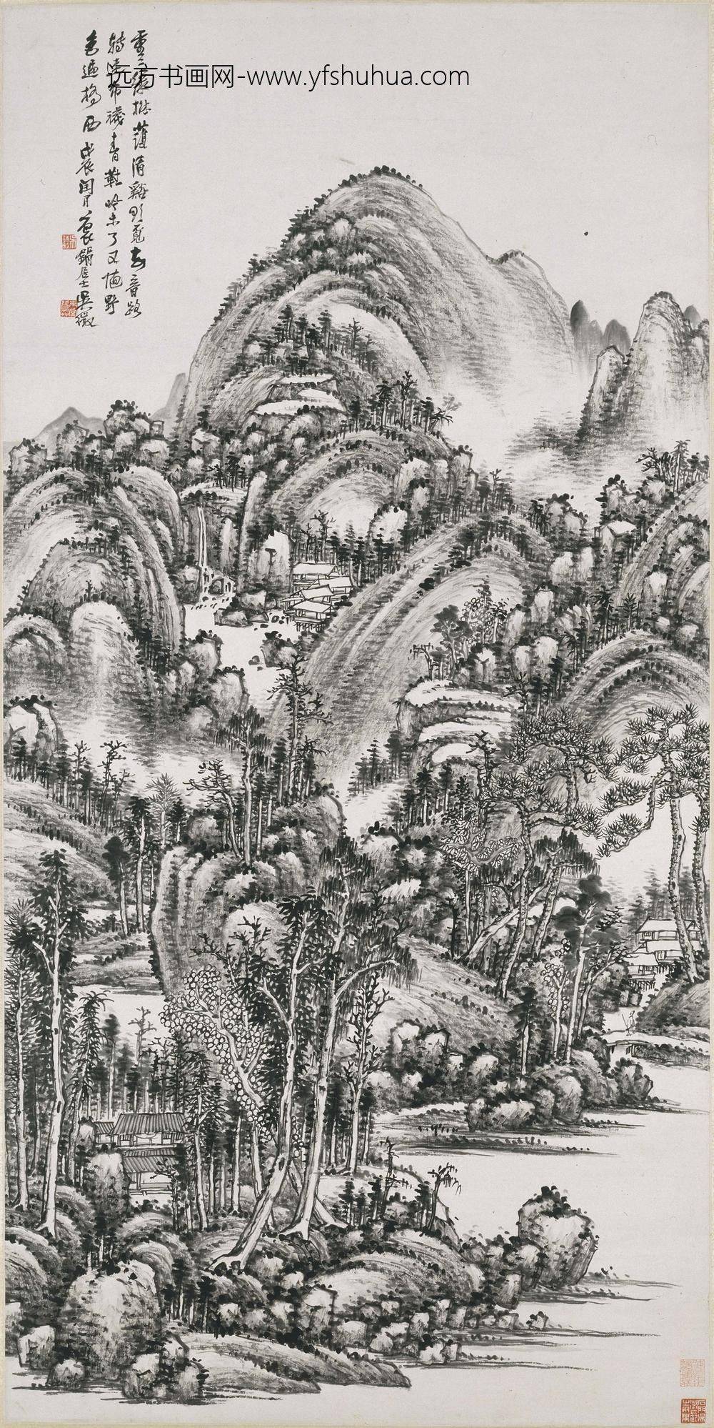 吴徵_绿树青溪图轴