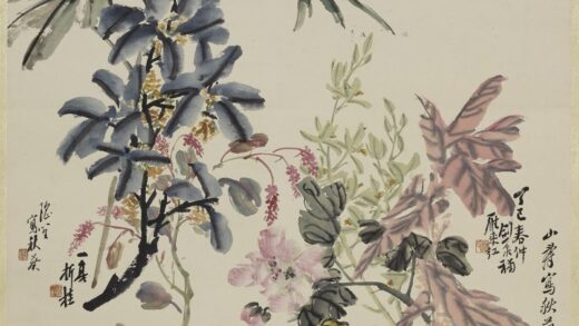 吴昌硕 高邕等合作九秋集景轴.jpg