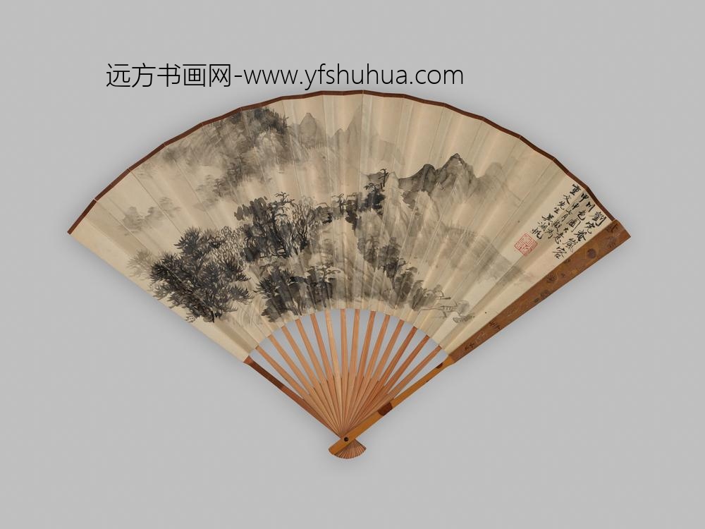 吴湖帆_仿刘珏岚容川色图折扇