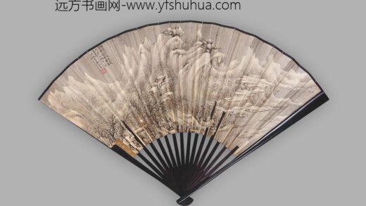 吴琴木（吴桐） 钟南山积雪图成扇.jpg