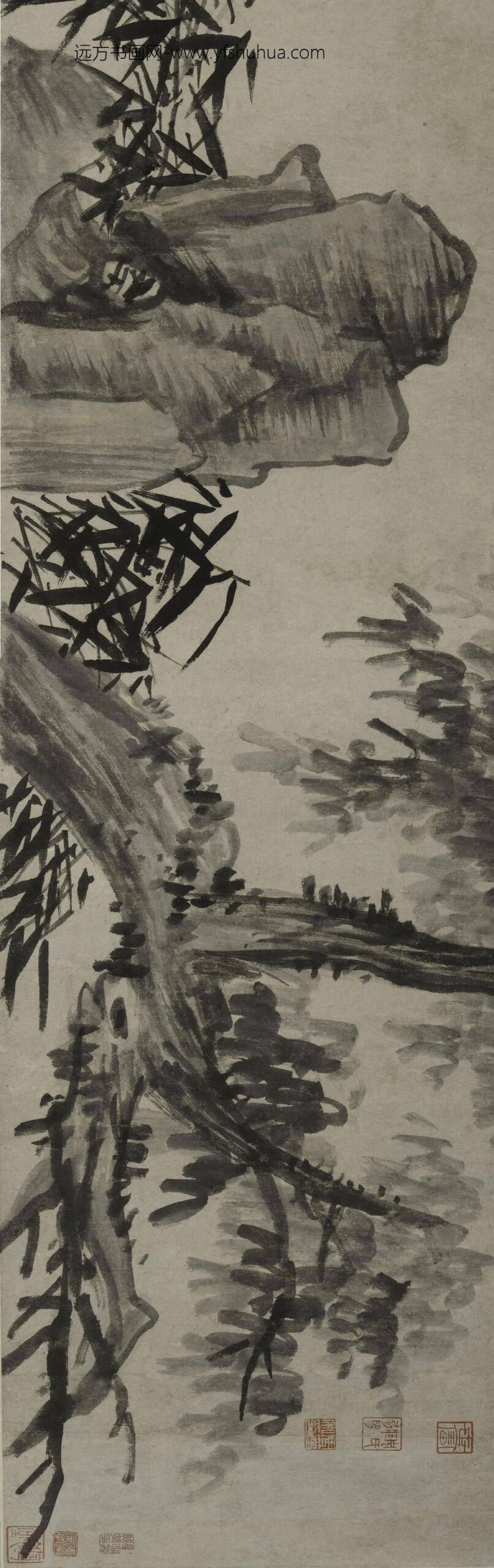 吴镇_竹谱图卷_