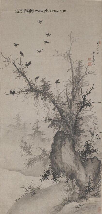 周文靖 古木寒鸦图轴.jpg
