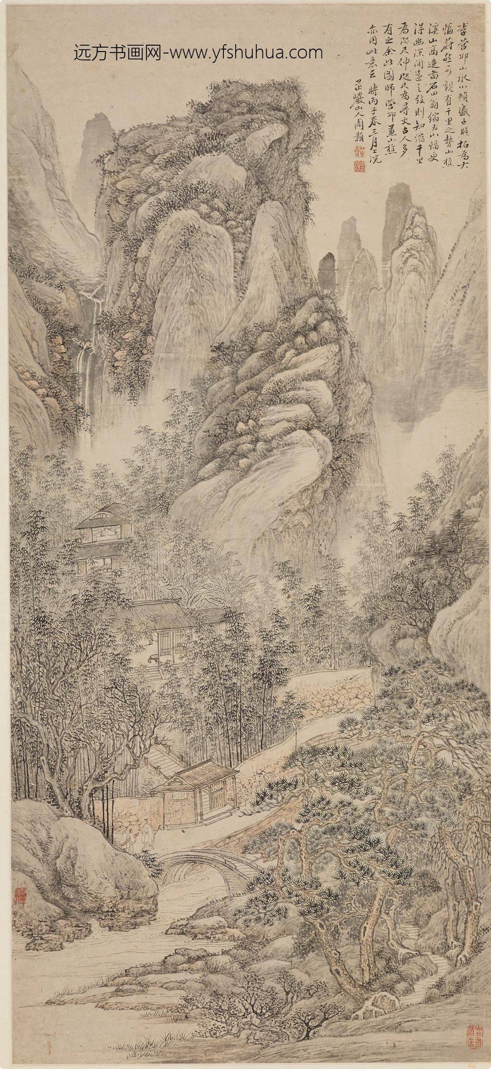 周颢_携琴访友图轴