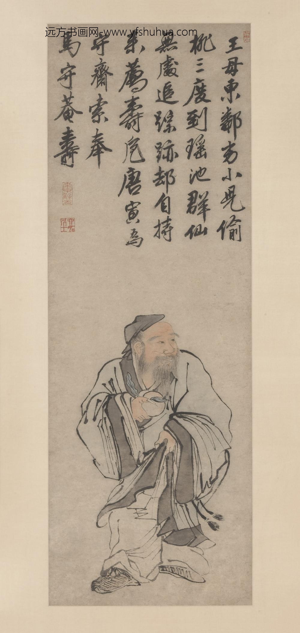 唐寅-伯虎_东方朔像轴