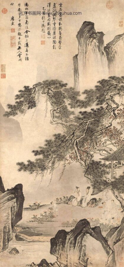 唐寅 伯虎 东篱赏菊图轴.jpg